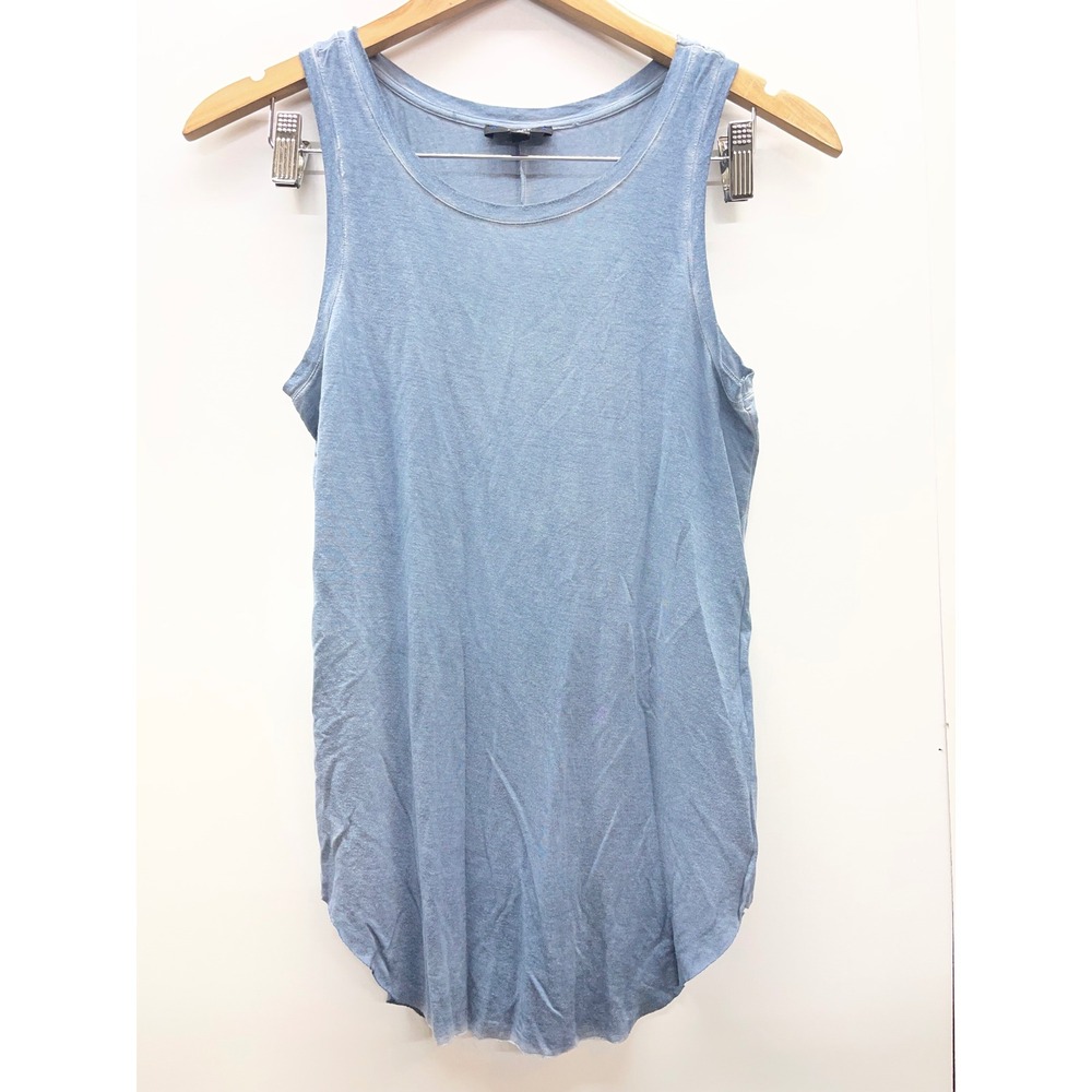 Paige Womens Blue Sleeveless Curved Hem Tank Top XS Made in USA